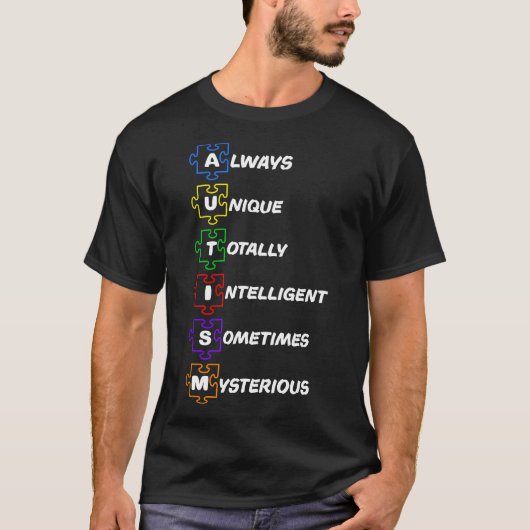 自閉症-自閉症啓発パズルの定義 Tシャツ (正面)