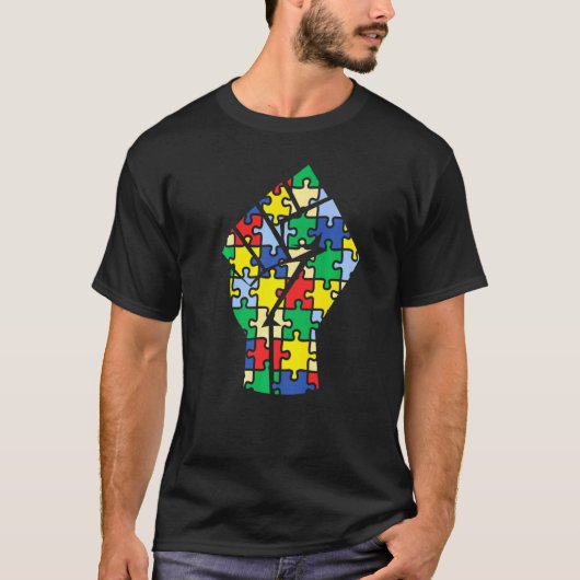 自閉症 認知 優しさ ハンドパズル グラフィック Tシャツ (正面)