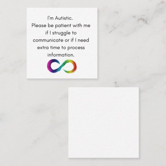 自閉症 – 通信カード スクエア名刺 (正面/裏面)
