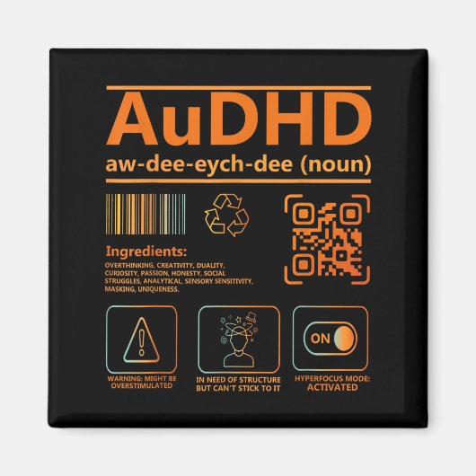 自閉症+ADHD 定義 神経多様性啓発 グラフィック マグネット (正面)
