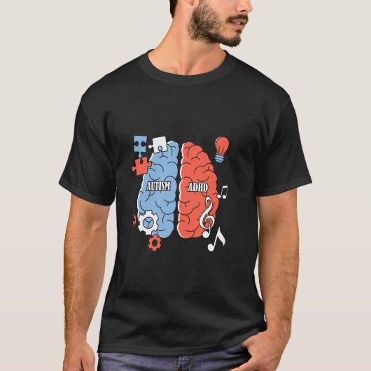 自閉症+ADHD 自閉症 多動性 ニューロダイバーシティ Tシャツ (正面)