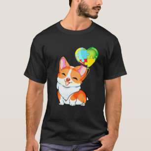 自閉症 awareness コーギー子犬パズル ハートバル tシャツ