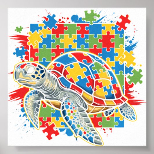 自閉症 awareness シーサーディル パズル Autisti ポスター (正面)
