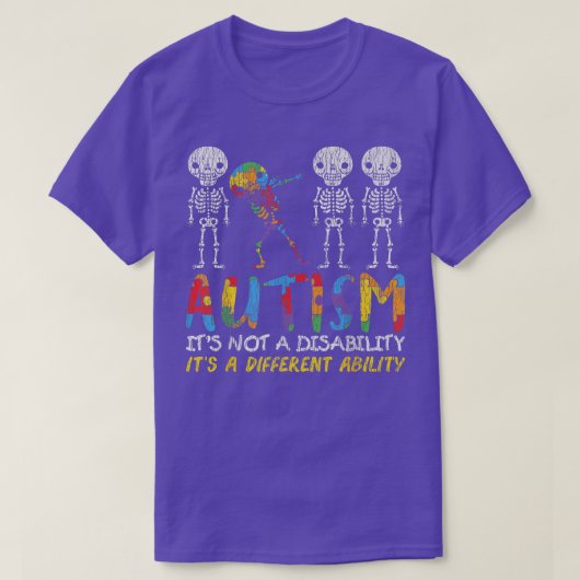 自閉症 awareness スケルトン ダブ 自閉症 tシャツ (デザイン正面)