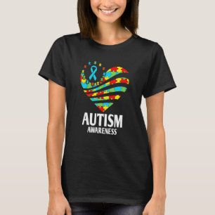 自閉症 awareness ハート プラウド サポート 自閉症 キッズ tシャツ