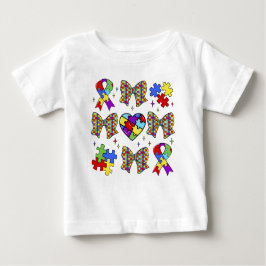 自閉症 awareness パズル ピース コケッティー リボン ベビーTシャツ