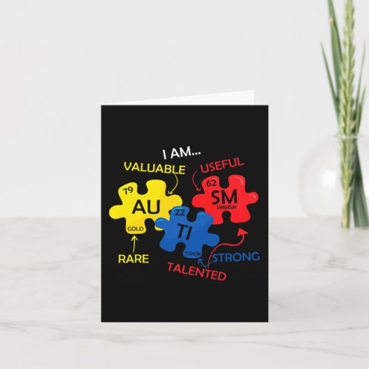 自閉症 awareness パズル 周期表の元素 ママ カード (正面)