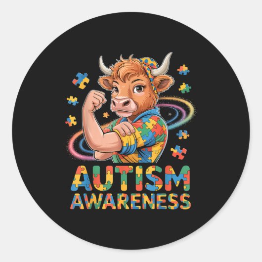 自閉症 awareness ラウンドシール (正面)