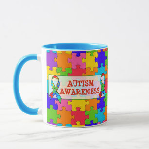 自閉症 awareness リボン パズルのピース マグ