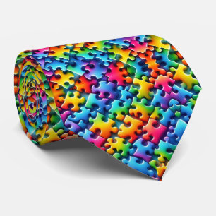 自閉症 awareness レインボーパズルピース ネクタイ