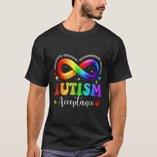 自閉症 awareness 受容 無限大シンボル tシャツ (正面)