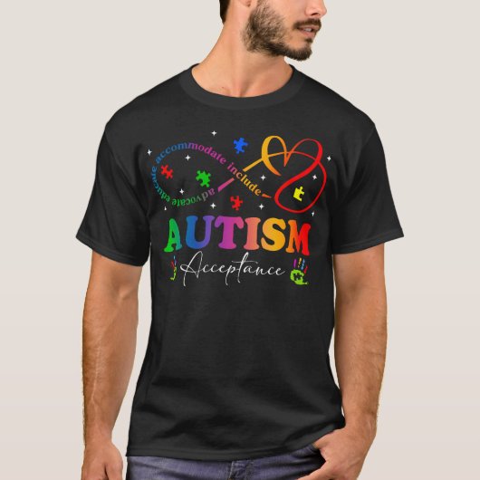 自閉症 Awareness 受容 無限 Tシャツ (正面)