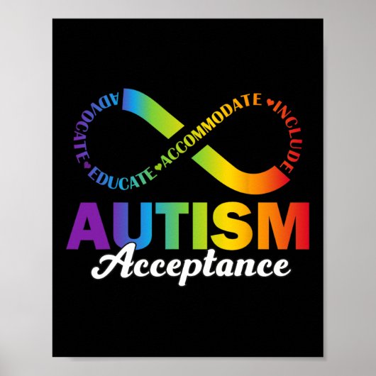 自閉症 awareness 受容 Tシャツ 無限大シンボル ポスター (正面)