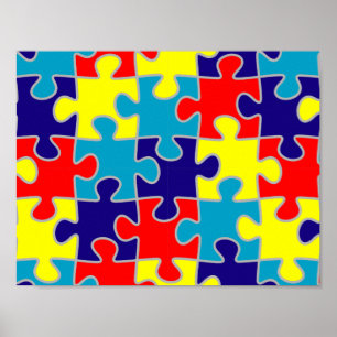 自閉症 awareness ASD アスペルガー症候群 パズル パターン ポスター