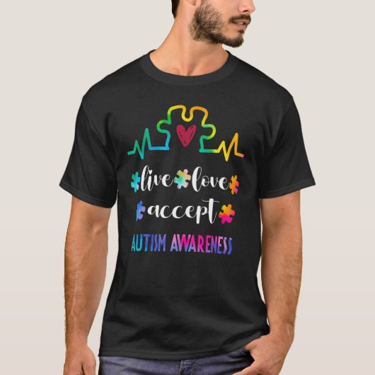 自閉症 Awareness Live Love 受け入れる 愛 Special Puz Tシャツ (正面)