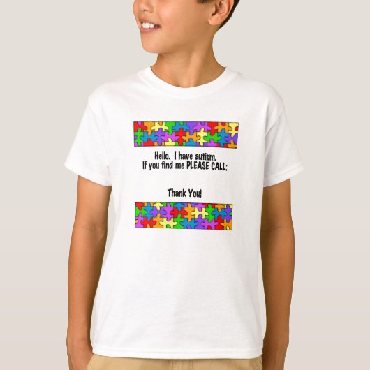 自閉症IDのラベルを呼んで下さい Tシャツ (正面)
