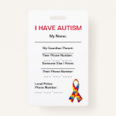 自閉症IDのラベル(縦) バッジ (正面)