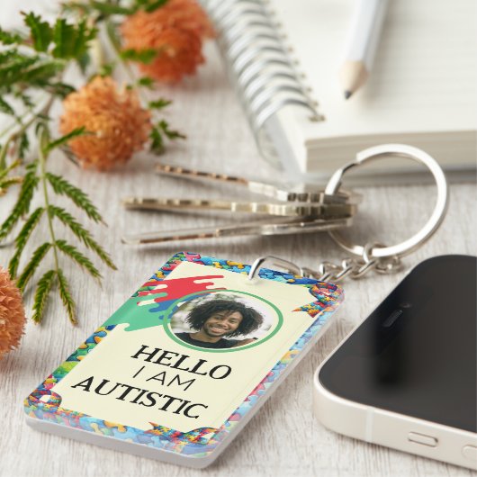 自閉症IDの子供または成人医療アラート キーホルダー (正面右)