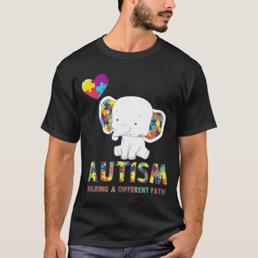 自閉的な象の歩く違う子のためのパス Tシャツ (正面)