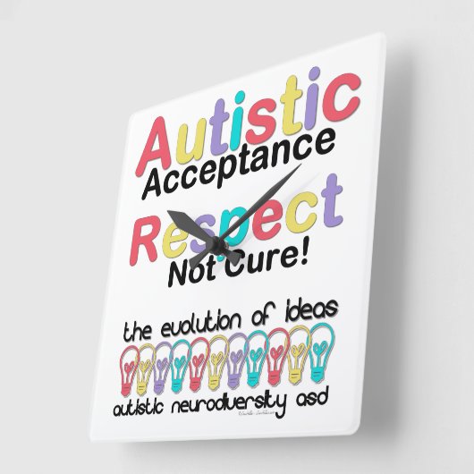 自閉的受容尊重は治療しない スクエア壁時計 (傾斜)