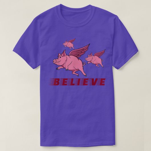 自飛んでいる信じ身の豚1384 Tシャツ (デザイン正面)