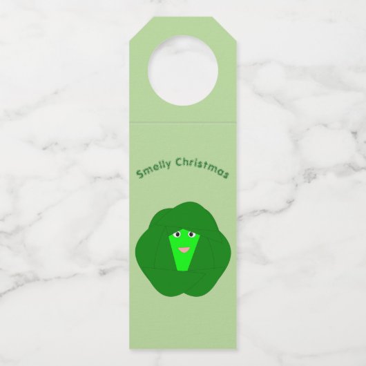 臭いクリスマスブリュッセルパーソナライズされたスプラウト ボトルネックタグ (正面)