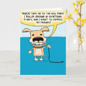 臭おもしろいい犬の誕生日カード カード (黄色い花)