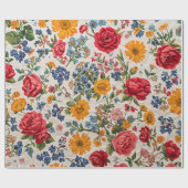 至る所に花、カラフルなデザイン、 ラッピングペーパー (フラット)