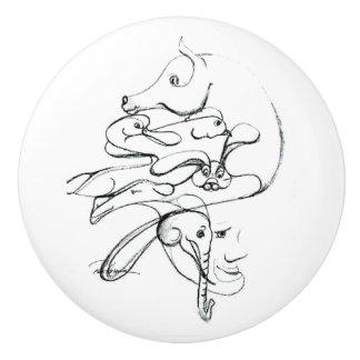 至る所の動物 セラミックノブ