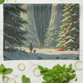 至スプルースパーソナライズされたクリスマス キッチンタオル (折り畳み)