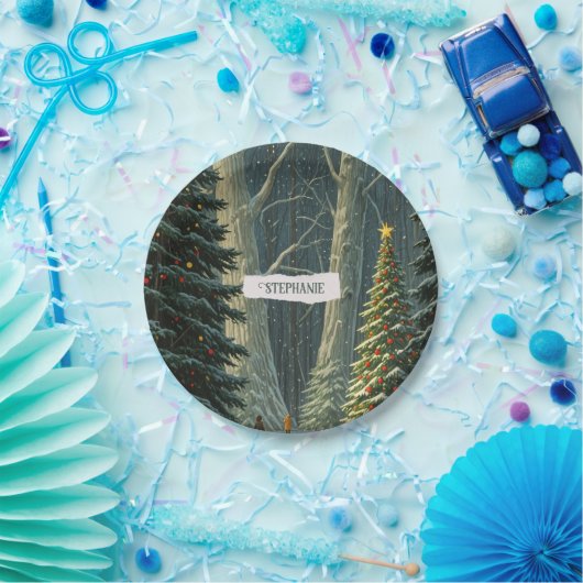 至スプルースパーソナライズされたクリスマス ペーパープレート (パーティー)