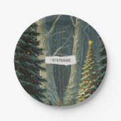 至スプルースパーソナライズされたクリスマス ペーパープレート (正面)