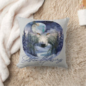 至恵みウィンターウルフムーンライトウッズ クッション (ブランケット)