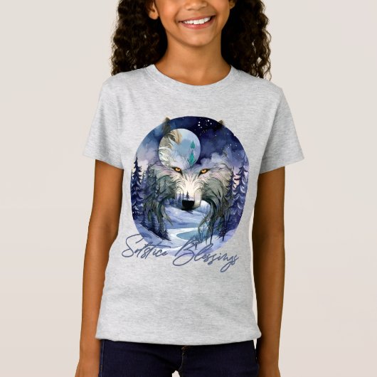 至恵みウィンターウルフムーンライトウッズ Tシャツ (正面)