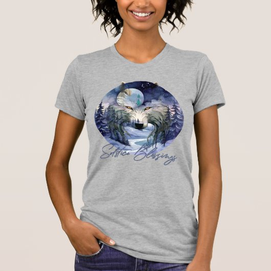 至恵みウィンターウルフムーンライトウッズ Tシャツ (正面)