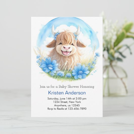 至福お洒落の高地カウボーイ赤ちゃんシャワー 招待状 (スタンド正面)