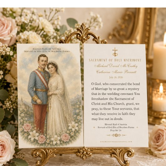 至福のカールとジータのカトリック結婚式祈りのギフト