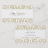 至福のシックなダマスク織の花の名刺 名刺 (正面/裏面)