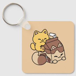 至福のチョコレートミルク – かわいい猫フード  キーホルダー
