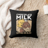 至福のチョコレートミルク – かわいい猫フード クッション (ブランケット)