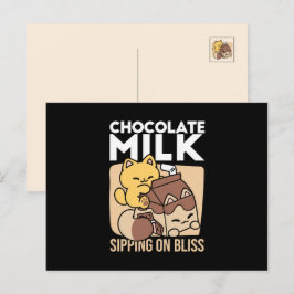 至福のチョコレートミルク – かわいい猫フード シーズンポストカード