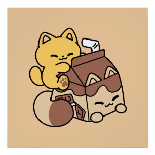至福のチョコレートミルク – かわいい猫フード ポスター