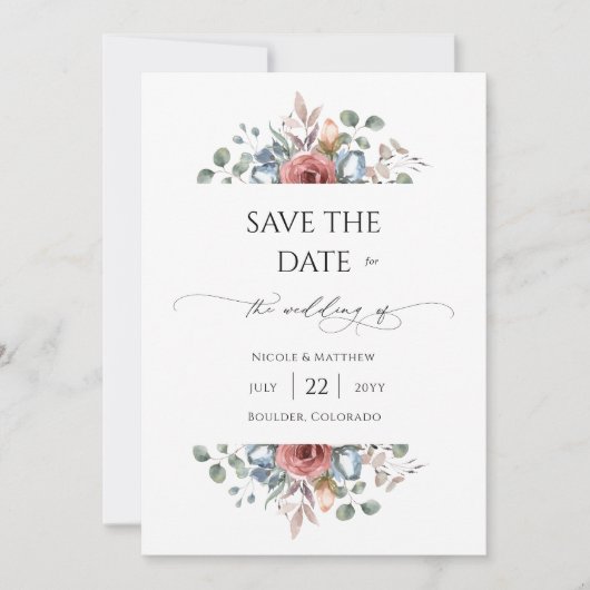 至福のフローラエレガント日付カードの保存 案内状 (正面)