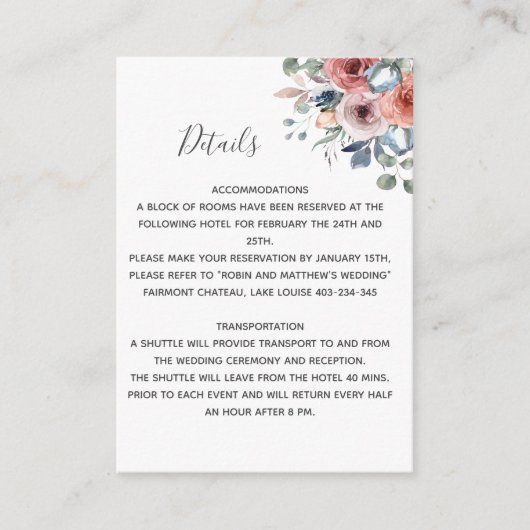 至福のフローラ詳細、ほこりっぽいブルーフローラ エンクロージャーカード (正面)