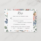 至福のフローラ、ほこりっぽい青と緑のRSVPカード エンクロージャーカード (正面)