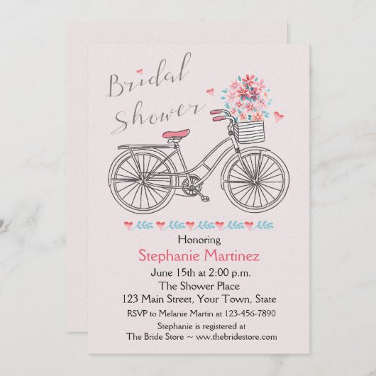 至福のブライダル自転車シャワー 招待状 (正面/裏面)
