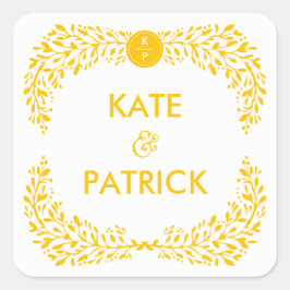 至福のローレル編集可能カラー結婚ズシール スクエアシール