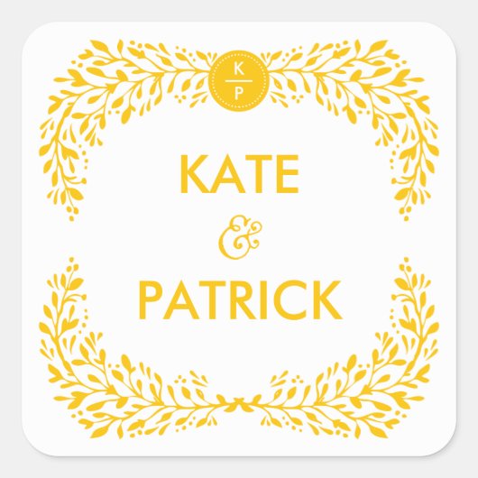 至福のローレル編集可能カラー結婚ズシール スクエアシール (正面)