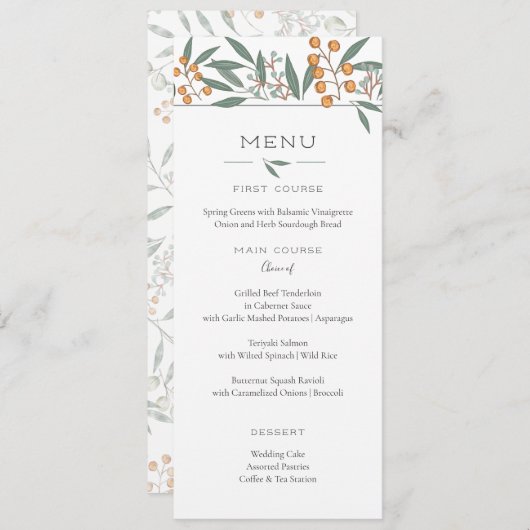 至福の恵みボタニカル結婚のメニューカード 招待状 (正面/裏面)