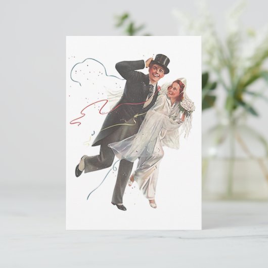 至福の新郎の花嫁RSVPカードを結婚する空白のなヴィンテージ 出欠カード (スタンド正面)